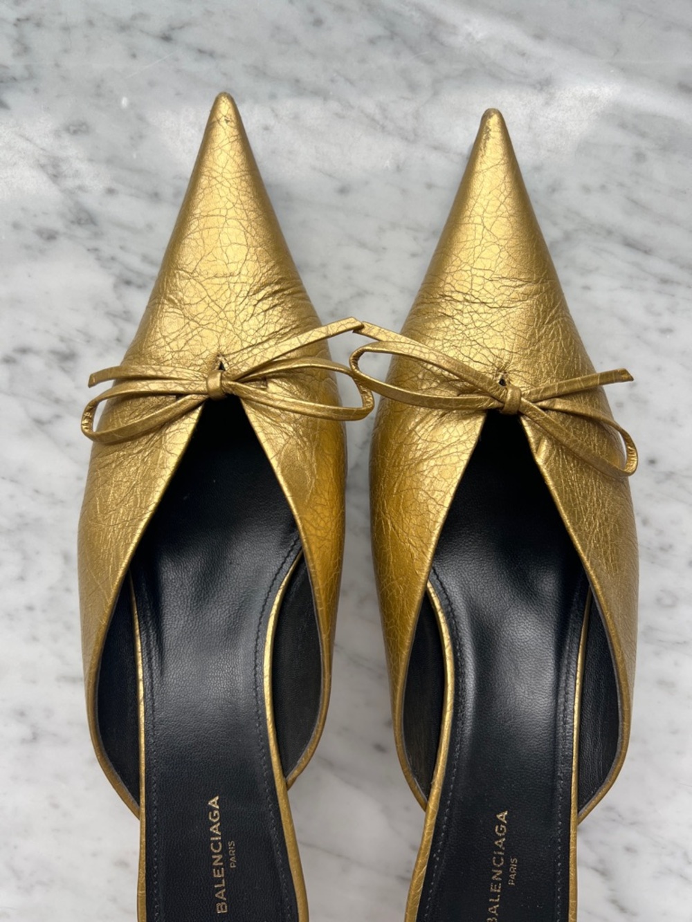 Balenciaga Gold Knife Mules, 37 - Picture 10 of 13